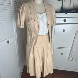 Peach Two-Piece Wool Skirt Suit